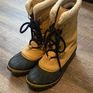 Sorel Tan and Black Winter Boots
